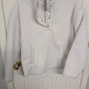 Athleta White Fleece Pullover